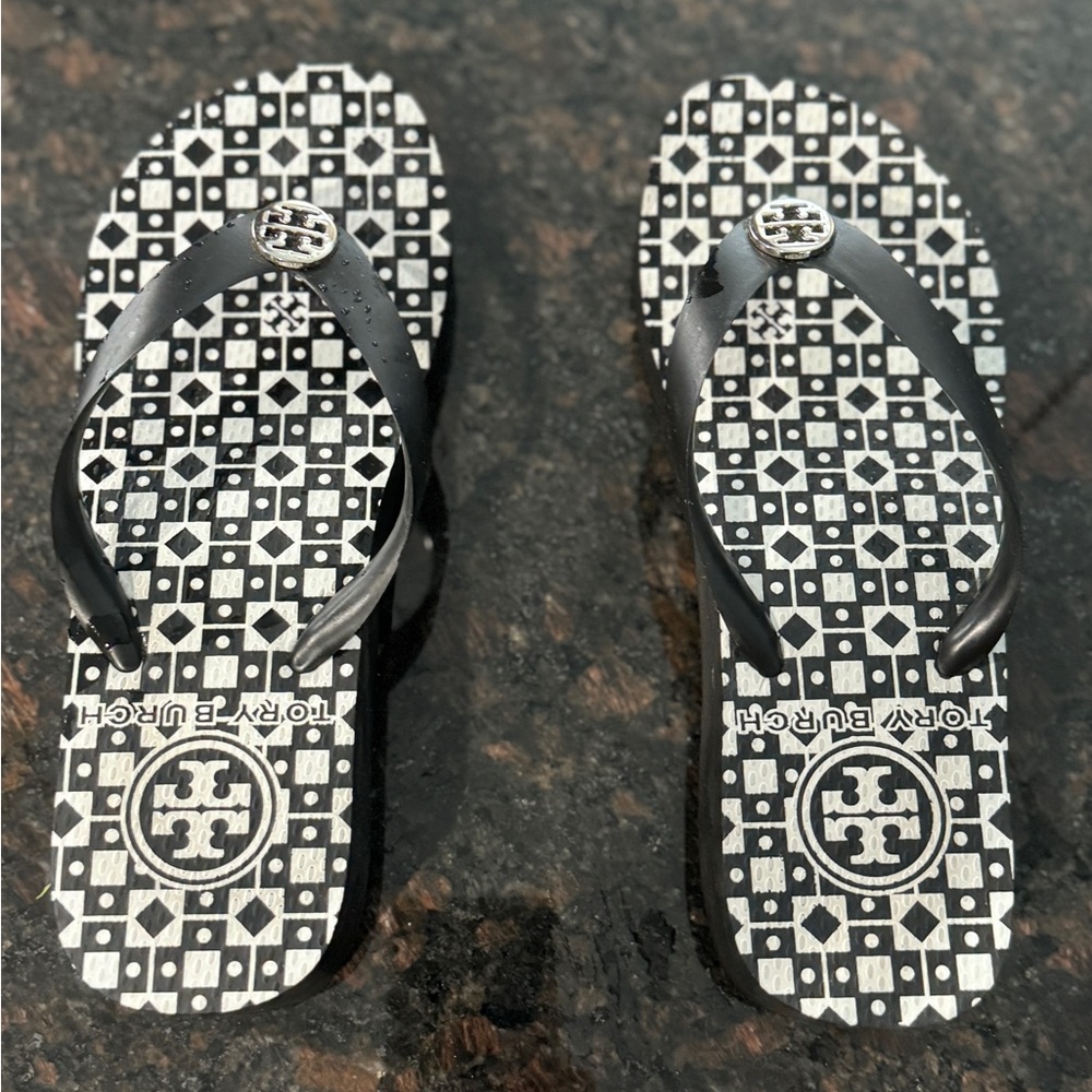 Tory Burch wedge flip flops size 6